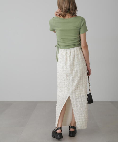 FREE'S MART（フリーズマート）の「◆ぽこぽこナロースカート（スカート・レディース・ホワイト/ライトグリーン/ブラック・SMALL/MEDIUM）」の8枚目の写真