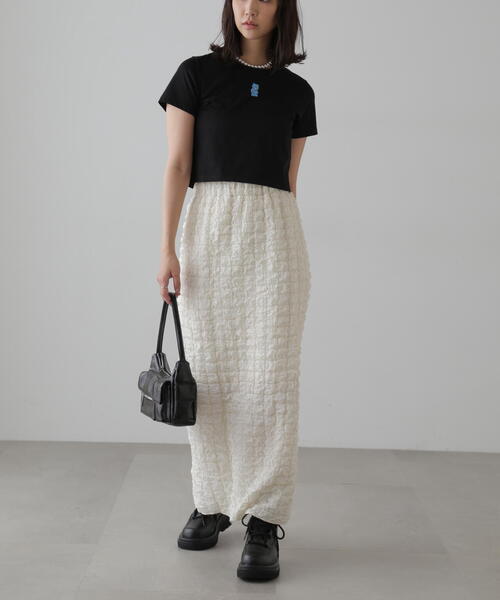 FREE'S MART（フリーズマート）の「◆ぽこぽこナロースカート（スカート・レディース・ホワイト/ライトグリーン/ブラック・SMALL/MEDIUM）」の12枚目の写真