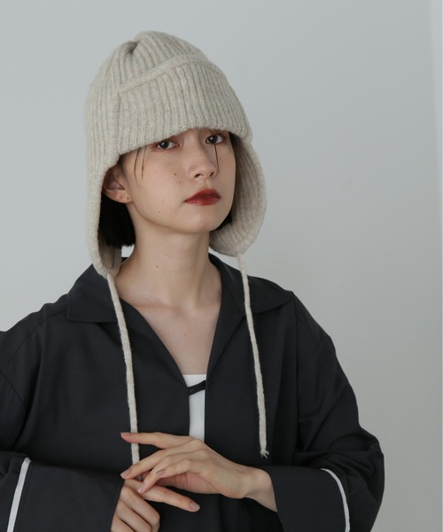 N.(N. Natural Beauty Basic)(エヌエヌナチュラルビューティーベーシック)の「◆ニットフライトキャップ(ニットキャップ/ビーニー・レディース・アイボリー/ブラック・フリ-)」の13枚目の写真