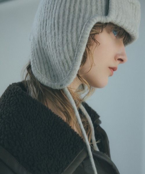 N.(N. Natural Beauty Basic)(エヌエヌナチュラルビューティーベーシック)の「◆ニットフライトキャップ(ニットキャップ/ビーニー・レディース・アイボリー/ブラック・フリ-)」の12枚目の写真