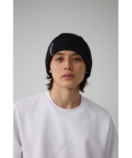 AZUL by moussy（アズールバイマウジー）の「ブランケットステッチニットキャップ（ニットキャップ/ビーニー・レディース・マジェンタ/ブラック・FREE）」の3枚目の写真