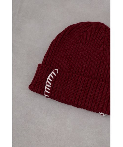 AZUL by moussy（アズールバイマウジー）の「ブランケットステッチニットキャップ（ニットキャップ/ビーニー・レディース・マジェンタ/ブラック・FREE）」の10枚目の写真