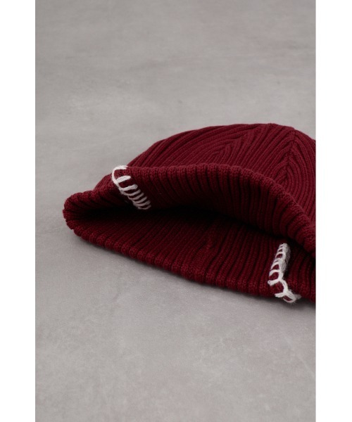 AZUL by moussy（アズールバイマウジー）の「ブランケットステッチニットキャップ（ニットキャップ/ビーニー・レディース・マジェンタ/ブラック・FREE）」の12枚目の写真