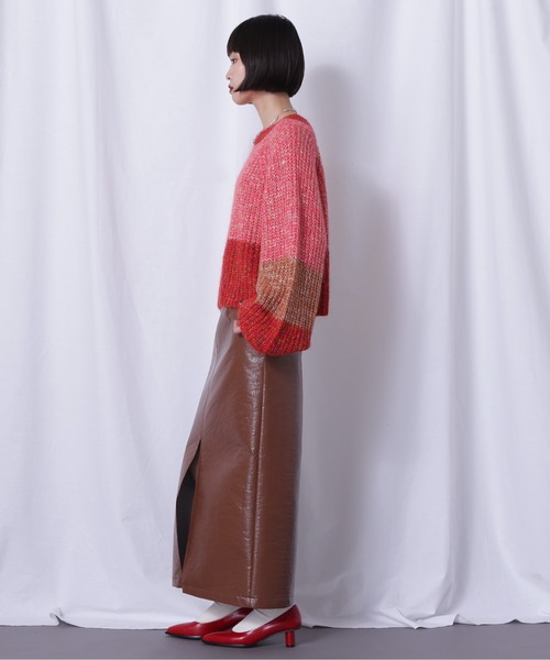 CREOLME(クレオルム)の「(CREOLME)バイカラークロップドニット(ニット/セーター・レディース・ブラック/レッド・FREE)」の13枚目の写真