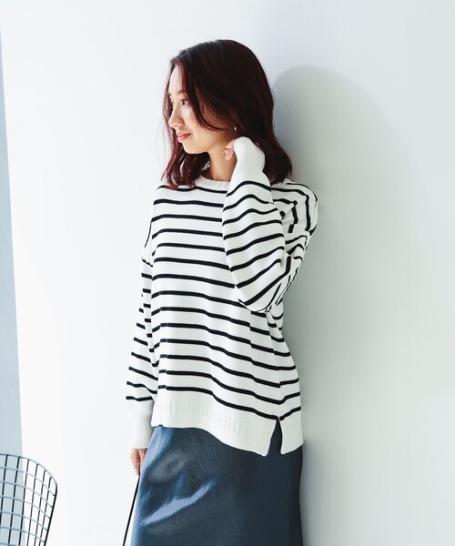 B:MING by BEAMS(ビーミングバイビームス)の「ボーダー フィッシャーマン ニット(ニット/セーター・レディース・ホワイト系その他2/ネイビー系/ホワイト系その他・ONE SIZE)」の8枚目の写真