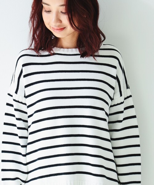 B:MING by BEAMS(ビーミングバイビームス)の「ボーダー フィッシャーマン ニット(ニット/セーター・レディース・ホワイト系その他2/ネイビー系/ホワイト系その他・ONE SIZE)」の10枚目の写真