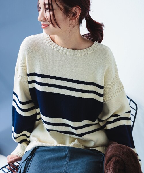 B:MING by BEAMS(ビーミングバイビームス)の「ボーダー フィッシャーマン ニット(ニット/セーター・レディース・ホワイト系その他2/ネイビー系/ホワイト系その他・ONE SIZE)」の17枚目の写真