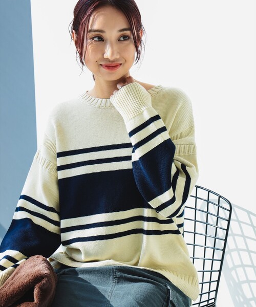 B:MING by BEAMS(ビーミングバイビームス)の「ボーダー フィッシャーマン ニット(ニット/セーター・レディース・ホワイト系その他2/ネイビー系/ホワイト系その他・ONE SIZE)」の18枚目の写真