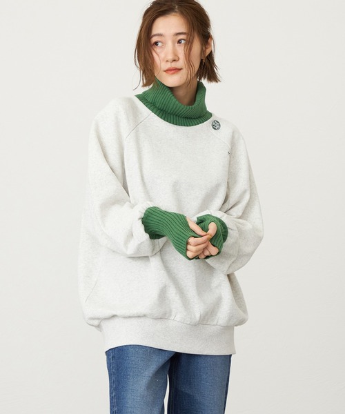 Lee（リー）の「Lee/リー リブタートルネック ２トーンスウェット ルーズシルエット バルーンスリーブ（スウェット・レディース・レッド/グリーン/ピンク/ピンク系その他/グリーン系その他/オフホワイト・MEDIUM）」の13枚目の写真