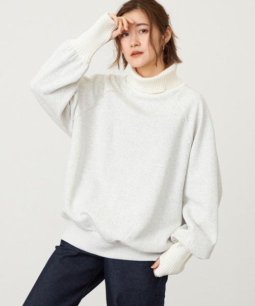 Lee（リー）の「Lee/リー リブタートルネック ２トーンスウェット ルーズシルエット バルーンスリーブ（スウェット・レディース・レッド/グリーン/ピンク/ピンク系その他/グリーン系その他/オフホワイト・MEDIUM）」の19枚目の写真