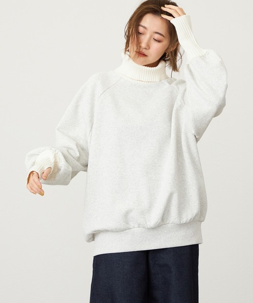 Lee（リー）の「Lee/リー リブタートルネック ２トーンスウェット ルーズシルエット バルーンスリーブ（スウェット・レディース・レッド/グリーン/ピンク/ピンク系その他/グリーン系その他/オフホワイト・MEDIUM）」の18枚目の写真