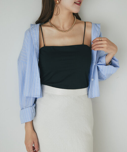 La boutique BonBon(ラブティックボンボン)の「【miki監修】カップ付2WAYキャミソール(キャミソール・レディース・アイボリー/ブラック/チャコールグレー/ホワイト/モスグリーン/ピンク/ライトベージュ/ライトグレー・FREE/PS)」の17枚目の写真