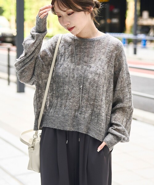 RONEL（ロネル）の「【RONEL】ロングスリーブシアーケーブルニット（ニット/セーター・レディース・クリーム/グレー/オフホワイト/コバルトブルー・L/M/S）」の21枚目の写真