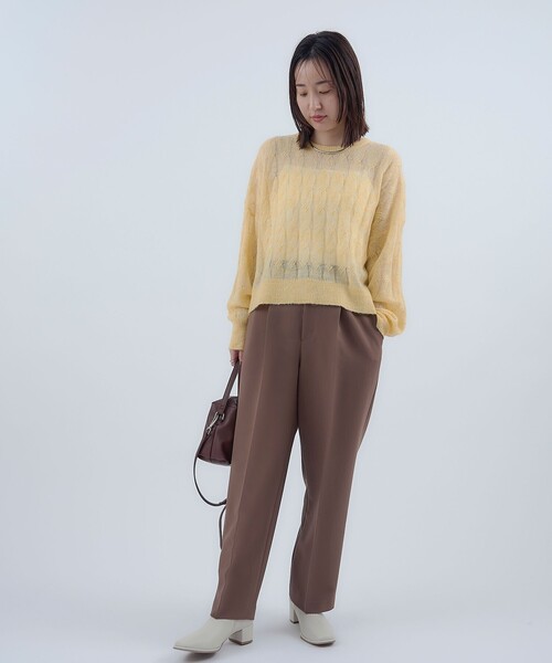 RONEL（ロネル）の「【RONEL】ロングスリーブシアーケーブルニット（ニット/セーター・レディース・クリーム/グレー/オフホワイト/コバルトブルー・L/M/S）」の15枚目の写真