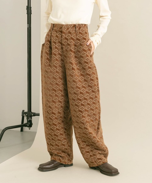 KBF（ケイビーエフ）の「ジャガードコクーンパンツ（その他パンツ・レディース・ブラウン/ライトベージュ・ONE）」の10枚目の写真