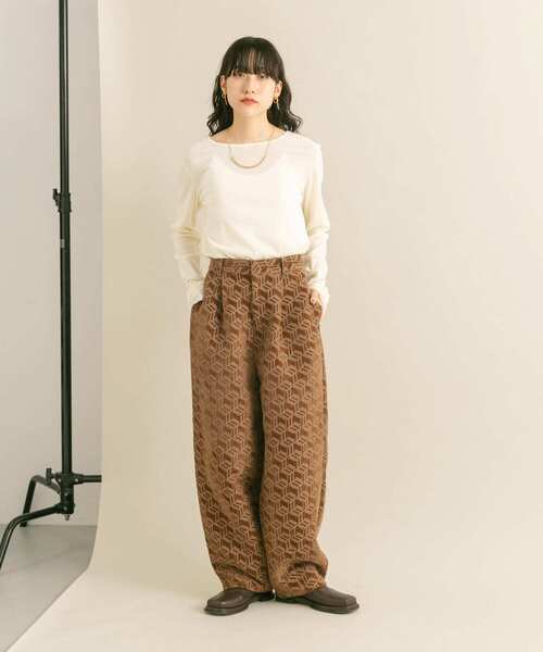 KBF（ケイビーエフ）の「ジャガードコクーンパンツ（その他パンツ・レディース・ブラウン/ライトベージュ・ONE）」の14枚目の写真