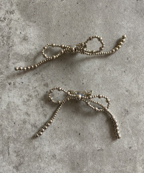 poiregnee（ポワニェ）の「［select］リボンヘアクリップ 2個セット（バレッタ/ヘアクリップ・レディース・シルバー/ホワイト・FREE）」の7枚目の写真