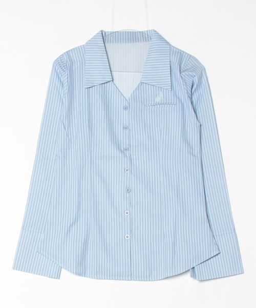 gossip!ロサンゼルス(ゴシップロサンゼルス)の「タイデザインストライプシャツ(シャツ/ブラウス・レディース・ブルー/ピンク・S/M)」の9枚目の写真