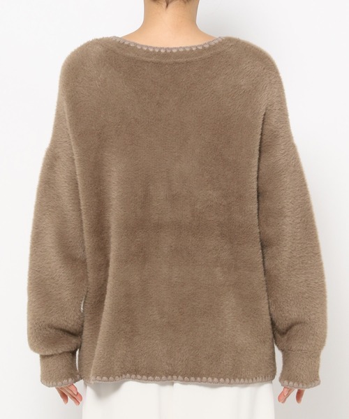 mysty woman（ミスティウーマン）の「ハンドステッチフェザーカーディガン　246392（カーディガン/ボレロ・レディース・オフホワイト/ブラック/モカ・FREE）」の9枚目の写真