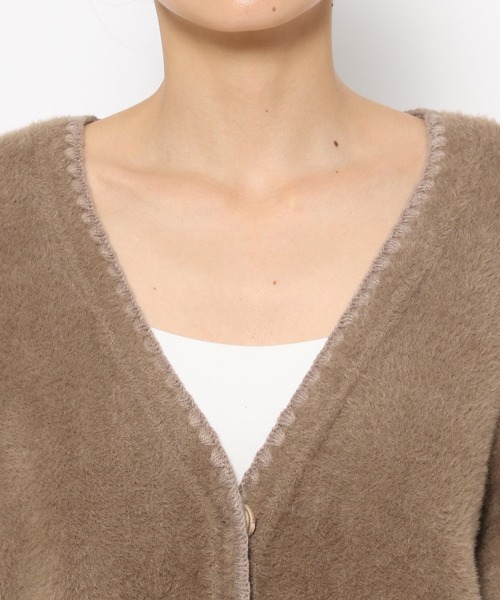 mysty woman（ミスティウーマン）の「ハンドステッチフェザーカーディガン　246392（カーディガン/ボレロ・レディース・オフホワイト/ブラック/モカ・FREE）」の11枚目の写真