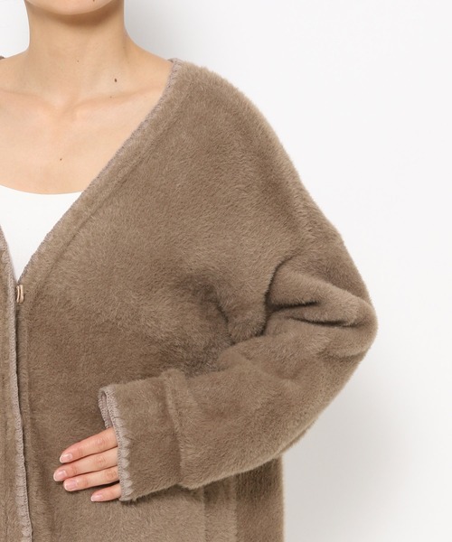 mysty woman（ミスティウーマン）の「ハンドステッチフェザーカーディガン　246392（カーディガン/ボレロ・レディース・オフホワイト/ブラック/モカ・FREE）」の12枚目の写真
