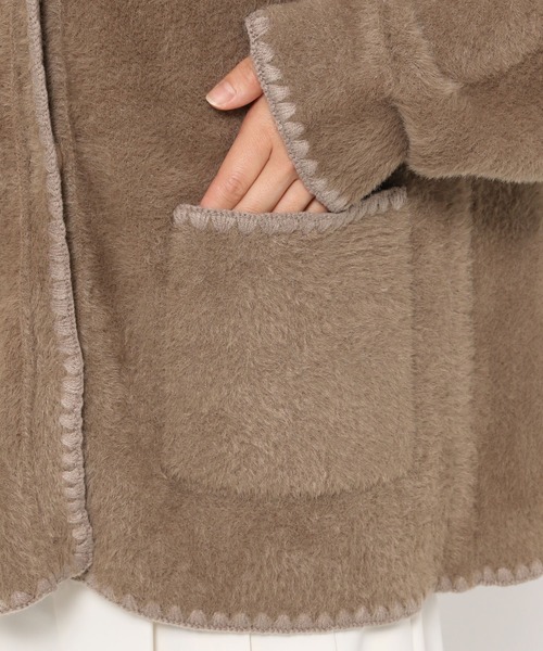 mysty woman（ミスティウーマン）の「ハンドステッチフェザーカーディガン　246392（カーディガン/ボレロ・レディース・オフホワイト/ブラック/モカ・FREE）」の13枚目の写真