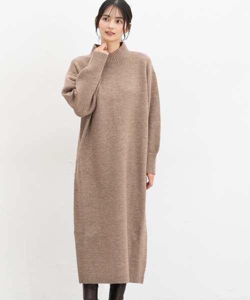 Honeys（ハニーズ）の「【ふんわりもちもち】ハイネックワンピース（ワンピース・レディース・ブルー/チャコール/モカ・S/M/L/LL）」の16枚目の写真