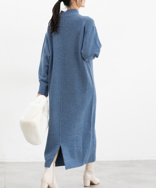 Honeys（ハニーズ）の「【ふんわりもちもち】ハイネックワンピース（ワンピース・レディース・ブルー/チャコール/モカ・S/M/L/LL）」の8枚目の写真