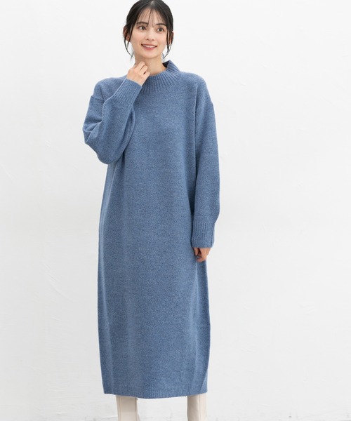 Honeys（ハニーズ）の「【ふんわりもちもち】ハイネックワンピース（ワンピース・レディース・ブルー/チャコール/モカ・S/M/L/LL）」の9枚目の写真
