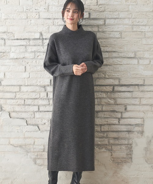 Honeys（ハニーズ）の「【ふんわりもちもち】ハイネックワンピース（ワンピース・レディース・ブルー/チャコール/モカ・S/M/L/LL）」の14枚目の写真