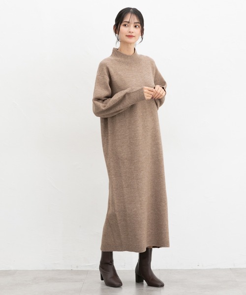 Honeys（ハニーズ）の「【ふんわりもちもち】ハイネックワンピース（ワンピース・レディース・ブルー/チャコール/モカ・S/M/L/LL）」の15枚目の写真