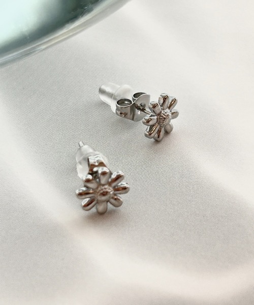 革花アクセサリー ブルーポピーのピアス ハンドメイド 304サージカル