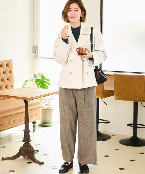 Petit Honfleur(プチオンフルール)の「ブークレーウール風ジャケット(ダウンジャケット/コート・レディース・アイボリー/グレー・M)」の17枚目の写真