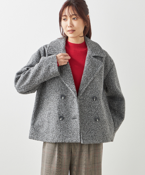 Petit Honfleur(プチオンフルール)の「ブークレーウール風ジャケット(ダウンジャケット/コート・レディース・アイボリー/グレー・M)」の19枚目の写真