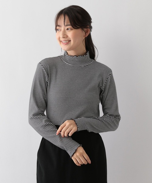 GLOBAL WORK Smile Seed Store（グローバルワーク スマイルシードストア）の「華奢リブメロウハイネック/長袖/118561（Tシャツ/カットソー・レディース・チャコール/ライトベージュ/ブラック/ブラック×ホワイト/オフホワイト・MEDIUM/LARGE/X-LARGE/SMALL）」の19枚目の写真