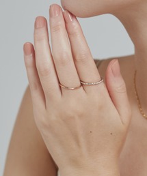 【 金属アレルギー対応 】2set ring / ハーフエタニティ & 1粒ビジューリング2個セット  サージカルステンレス