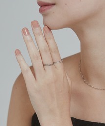 【 金属アレルギー対応 】2set ring / ハーフエタニティ & 1粒ビジューリング2個セット サージカルステンレス