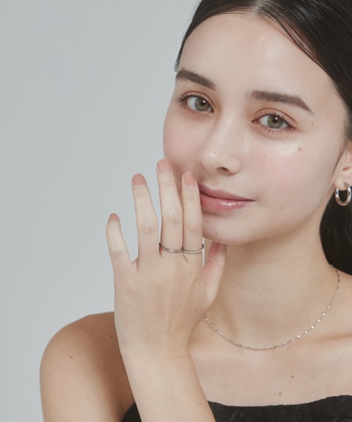 ciite' surgical stainless(シーテサージカルステンレス)の「【 金属アレルギー対応 】2set ring / ハーフエタニティ & 1粒ビジューリング2個セット サージカルステンレス(リング・レディース・ピンクゴールド/シルバー/ゴールド・13号/11号)」の7枚目の写真