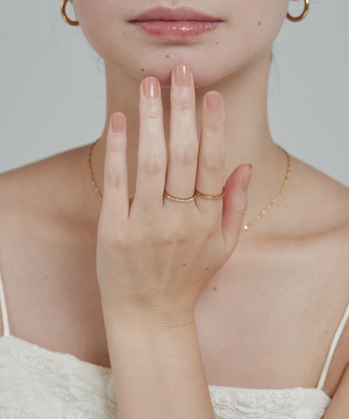 ciite' surgical stainless(シーテサージカルステンレス)の「【 金属アレルギー対応 】2set ring / ハーフエタニティ & 1粒ビジューリング2個セット サージカルステンレス(リング・レディース・ピンクゴールド/シルバー/ゴールド・13号/11号)」の10枚目の写真