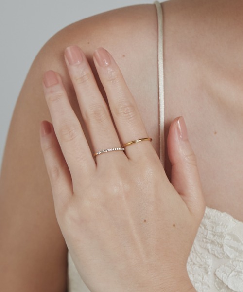 ciite' surgical stainless(シーテサージカルステンレス)の「【 金属アレルギー対応 】2set ring / ハーフエタニティ & 1粒ビジューリング2個セット サージカルステンレス(リング・レディース・ピンクゴールド/シルバー/ゴールド・13号/11号)」の11枚目の写真