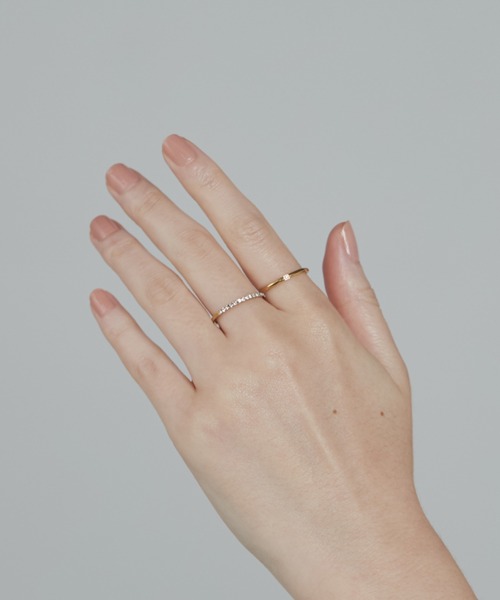 ciite' surgical stainless(シーテサージカルステンレス)の「【 金属アレルギー対応 】2set ring / ハーフエタニティ & 1粒ビジューリング2個セット サージカルステンレス(リング・レディース・ピンクゴールド/シルバー/ゴールド・13号/11号)」の12枚目の写真