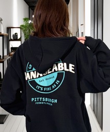 Candlestick(キャンドルスティック)のチル映え グラフィック フードロゴ 袖ロゴ  暖か 裏起毛 ジップパーカー 韓国ストリート(パーカー)