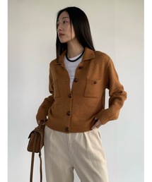 【DIDOT.】カシミヤブレンドメッシュニットカラーカーディガン