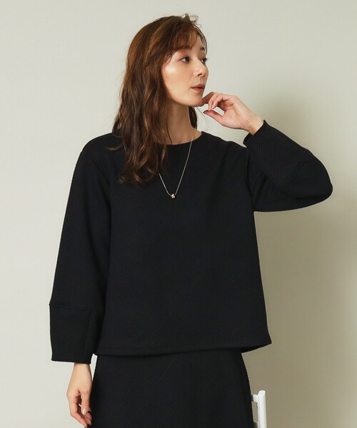 ITS'DEMO（イッツデモ）の「◆【セットアップ可／手洗い可】ふくれジャカードプルオーバー（Tシャツ/カットソー・レディース・アイボリー/ブラック/ボルドー/ベージュ・00）」の3枚目の写真