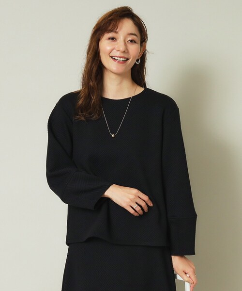 ITS'DEMO（イッツデモ）の「◆【セットアップ可／手洗い可】ふくれジャカードプルオーバー（Tシャツ/カットソー・レディース・アイボリー/ブラック/ボルドー/ベージュ・00）」の13枚目の写真