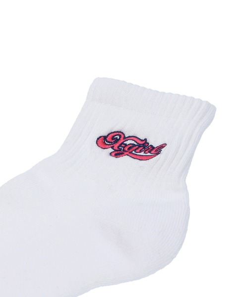 X-girl(エックスガール)の「CHEERFUL LOGO SHORT RIB SOCKS(ソックス/靴下・レディース・ホワイト/ブラック/ライトブルー・ONE SIZE)」の7枚目の写真