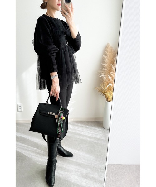 &. NOSTALGIA（アンドドットノスタルジア）の「【ZOZO限定】チュールレイヤードニット（ニット/セーター・レディース・ブラック/グレー・M）」の16枚目の写真