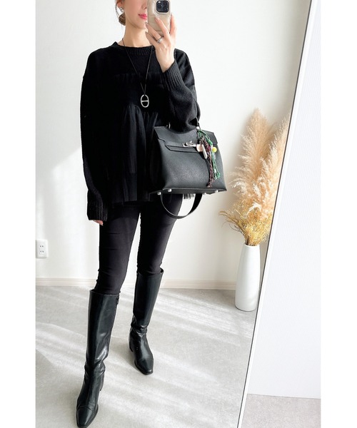 &. NOSTALGIA（アンドドットノスタルジア）の「【ZOZO限定】チュールレイヤードニット（ニット/セーター・レディース・ブラック/グレー・M）」の15枚目の写真