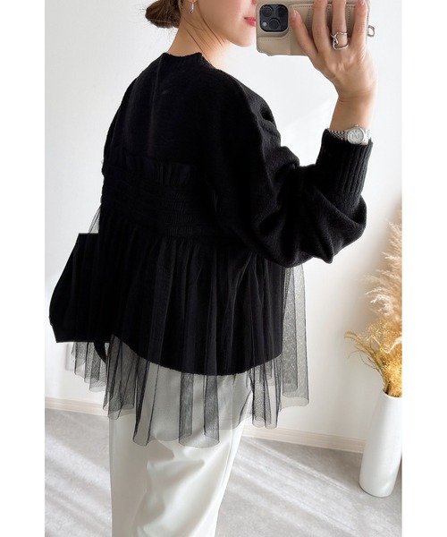 &. NOSTALGIA（アンドドットノスタルジア）の「【ZOZO限定】チュールレイヤードニット（ニット/セーター・レディース・ブラック/グレー・M）」の19枚目の写真