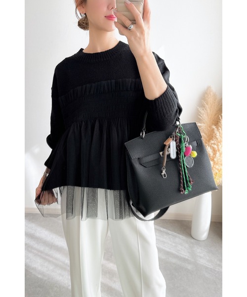 &. NOSTALGIA（アンドドットノスタルジア）の「【ZOZO限定】チュールレイヤードニット（ニット/セーター・レディース・ブラック/グレー・M）」の17枚目の写真